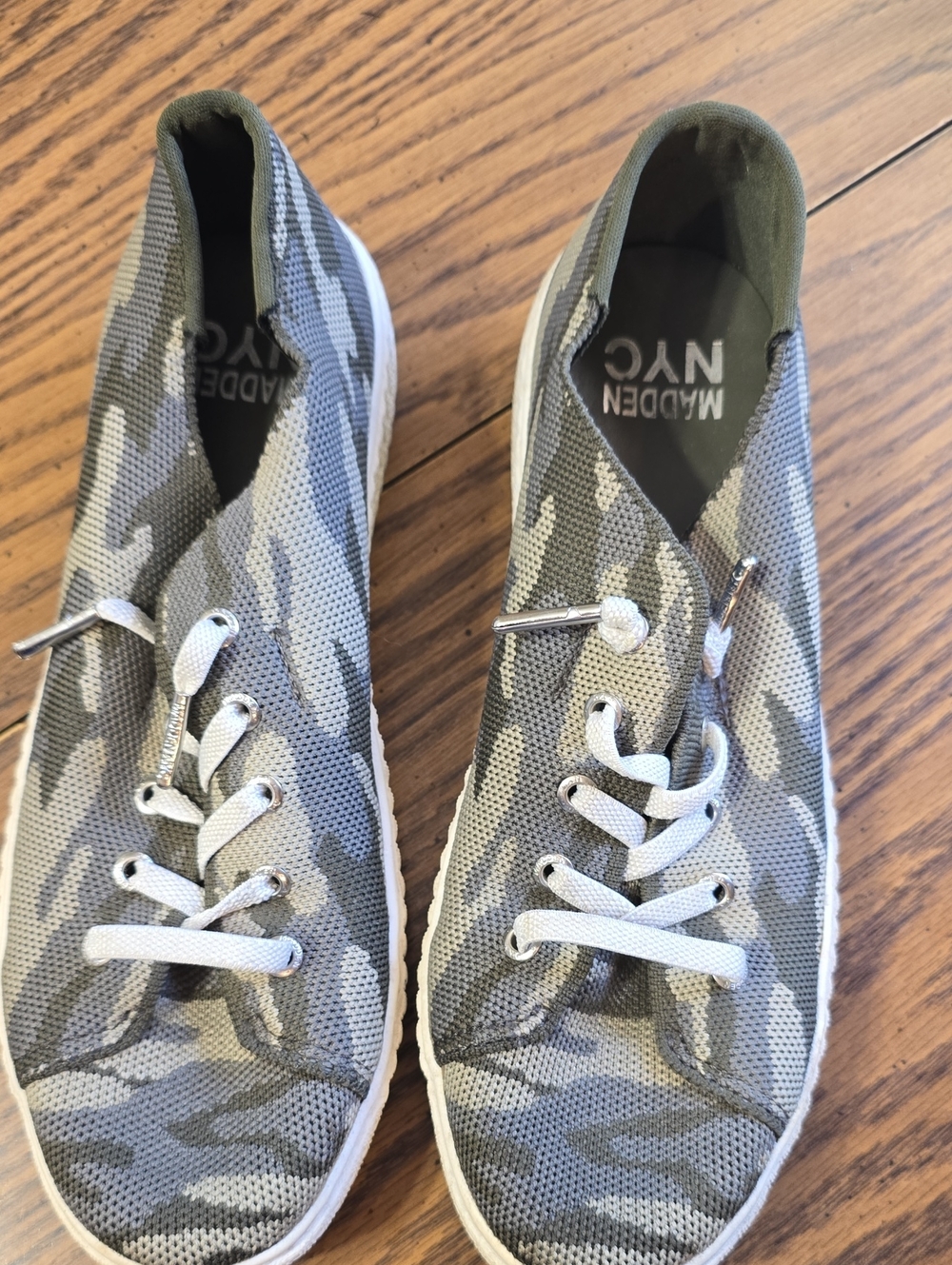 Madden NYC Women's Camo Canvas Knot Sneakers - Olive/Gray